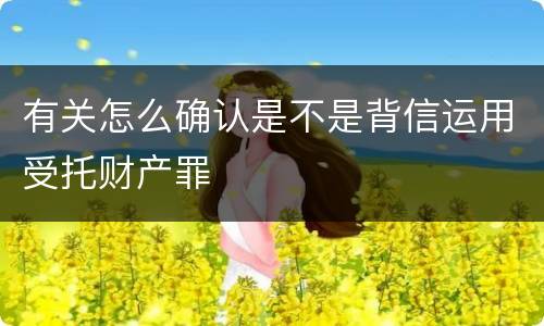 有关怎么确认是不是背信运用受托财产罪