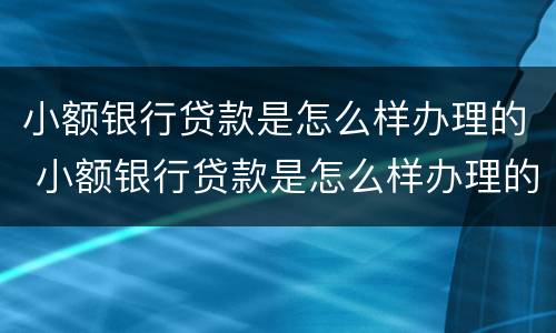 小额银行贷款是怎么样办理的 小额银行贷款是怎么样办理的呢