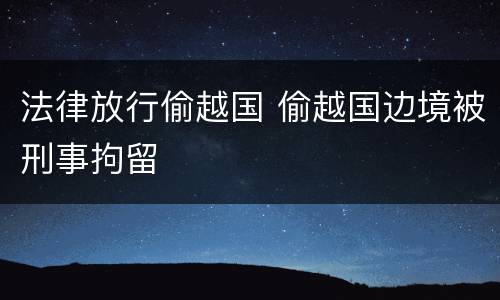 法律放行偷越国 偷越国边境被刑事拘留