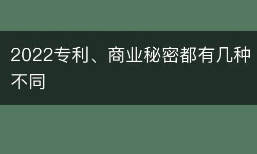 2022专利、商业秘密都有几种不同