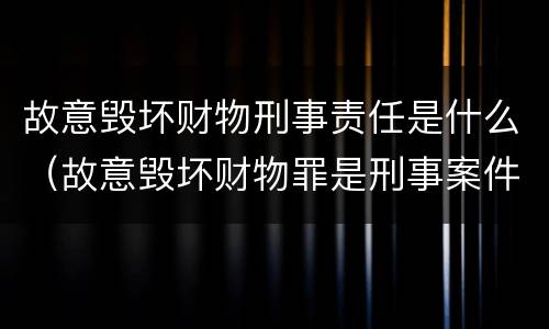 故意毁坏财物刑事责任是什么（故意毁坏财物罪是刑事案件吗）