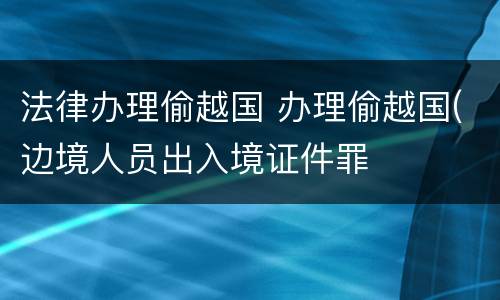 法律办理偷越国 办理偷越国(边境人员出入境证件罪