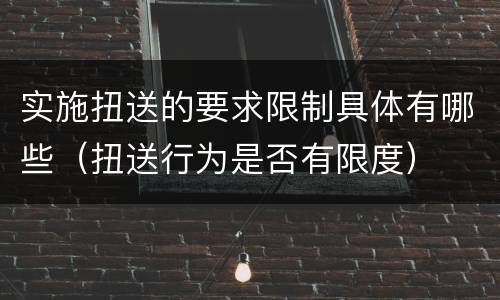 实施扭送的要求限制具体有哪些（扭送行为是否有限度）