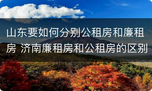 山东要如何分别公租房和廉租房 济南廉租房和公租房的区别