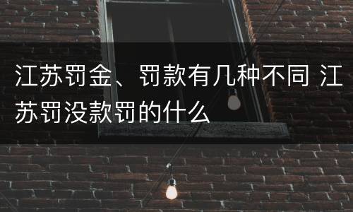 江苏罚金、罚款有几种不同 江苏罚没款罚的什么