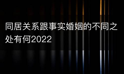 同居关系跟事实婚姻的不同之处有何2022