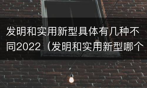 发明和实用新型具体有几种不同2022（发明和实用新型哪个好）