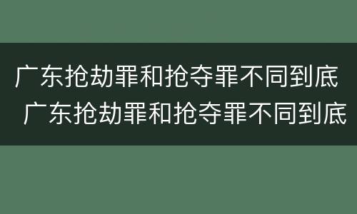 广东抢劫罪和抢夺罪不同到底 广东抢劫罪和抢夺罪不同到底怎么判