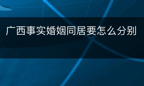 广西事实婚姻同居要怎么分别