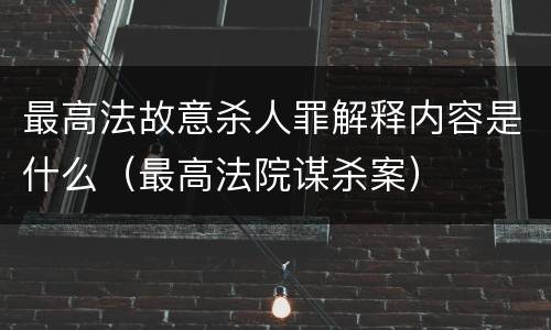 最高法故意杀人罪解释内容是什么（最高法院谋杀案）