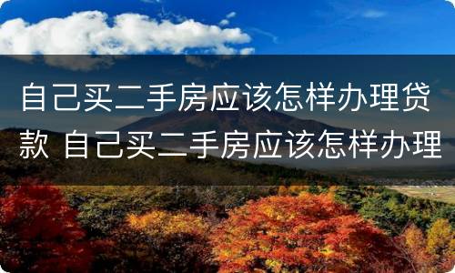 自己买二手房应该怎样办理贷款 自己买二手房应该怎样办理贷款呢