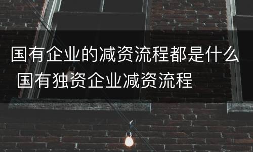 国有企业的减资流程都是什么 国有独资企业减资流程