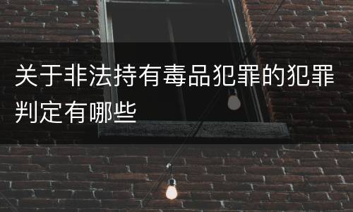 关于非法持有毒品犯罪的犯罪判定有哪些