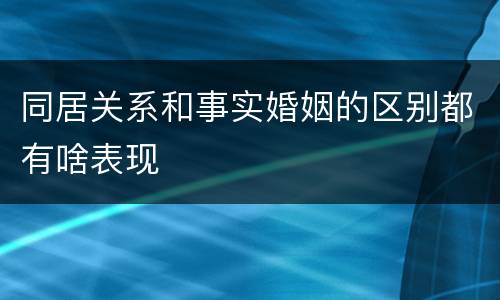 同居关系和事实婚姻的区别都有啥表现