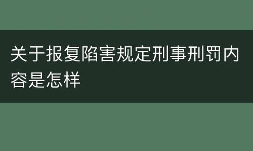 关于报复陷害规定刑事刑罚内容是怎样