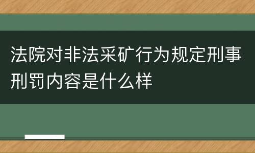 法院对非法采矿行为规定刑事刑罚内容是什么样