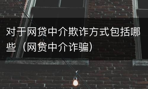 对于网贷中介欺诈方式包括哪些（网贷中介诈骗）