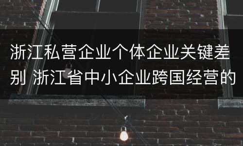 浙江私营企业个体企业关键差别 浙江省中小企业跨国经营的优势有哪些