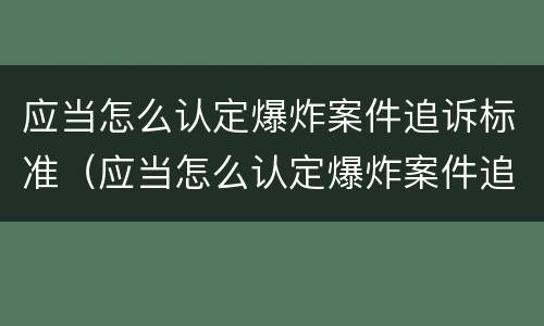 应当怎么认定爆炸案件追诉标准（应当怎么认定爆炸案件追诉标准）