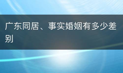 广东同居、事实婚姻有多少差别