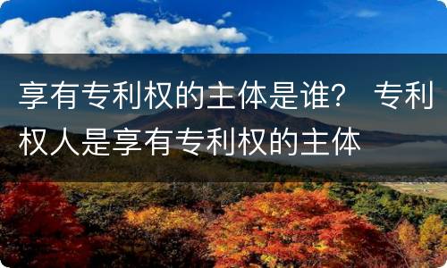 享有专利权的主体是谁？ 专利权人是享有专利权的主体