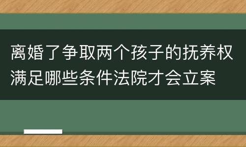 离婚了争取两个孩子的抚养权满足哪些条件法院才会立案