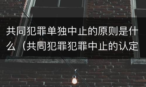 共同犯罪单独中止的原则是什么（共同犯罪犯罪中止的认定）