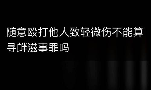 随意殴打他人致轻微伤不能算寻衅滋事罪吗