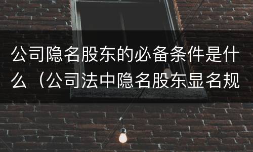 公司隐名股东的必备条件是什么（公司法中隐名股东显名规定）