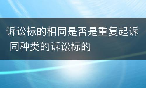 诉讼标的相同是否是重复起诉 同种类的诉讼标的