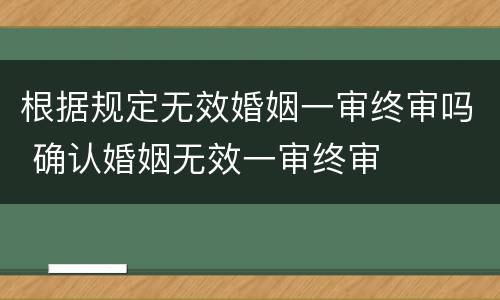 根据规定无效婚姻一审终审吗 确认婚姻无效一审终审