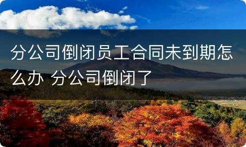 分公司倒闭员工合同未到期怎么办 分公司倒闭了