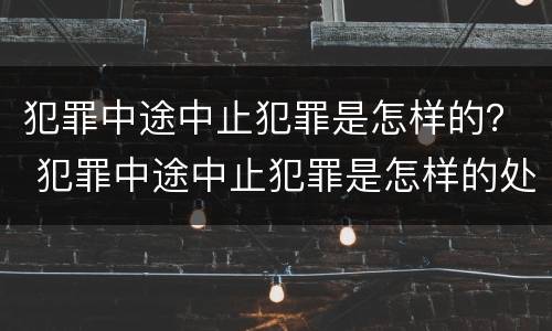 犯罪中途中止犯罪是怎样的？ 犯罪中途中止犯罪是怎样的处罚