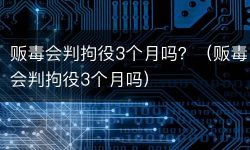 贩毒会判拘役3个月吗？（贩毒会判拘役3个月吗）