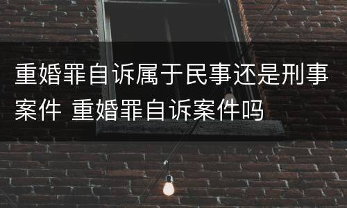 重婚罪自诉属于民事还是刑事案件 重婚罪自诉案件吗