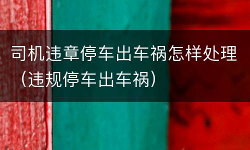 司机违章停车出车祸怎样处理（违规停车出车祸）