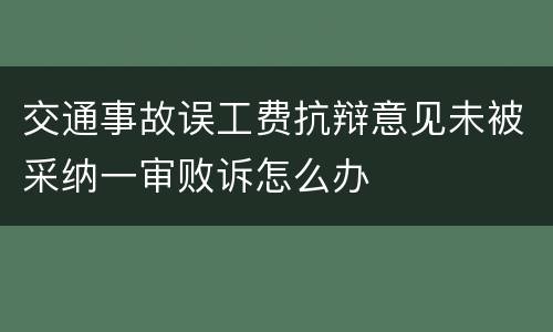 交通事故误工费抗辩意见未被采纳一审败诉怎么办