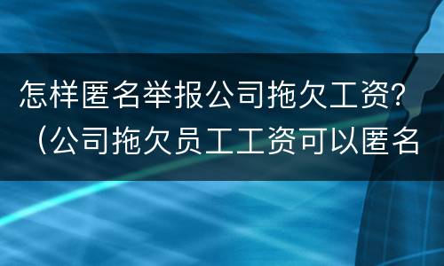 怎样匿名举报公司拖欠工资？（公司拖欠员工工资可以匿名举报吗）