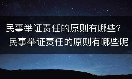 民事举证责任的原则有哪些？ 民事举证责任的原则有哪些呢