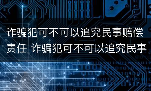 诈骗犯可不可以追究民事赔偿责任 诈骗犯可不可以追究民事赔偿责任呢