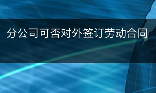 分公司可否对外签订劳动合同