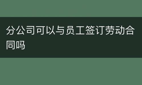 分公司可以与员工签订劳动合同吗