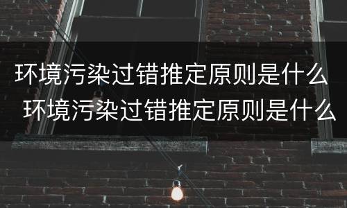 环境污染过错推定原则是什么 环境污染过错推定原则是什么内容