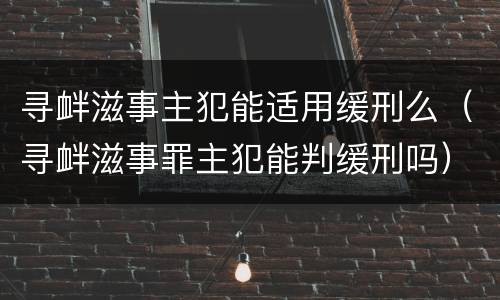 寻衅滋事主犯能适用缓刑么（寻衅滋事罪主犯能判缓刑吗）