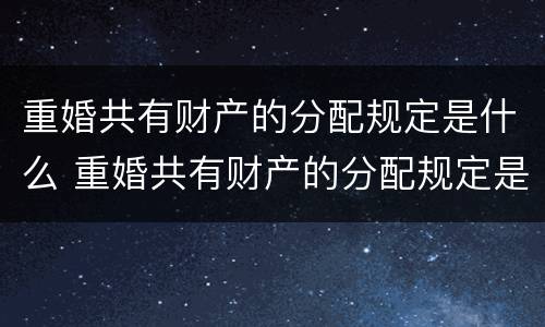 重婚共有财产的分配规定是什么 重婚共有财产的分配规定是什么意思