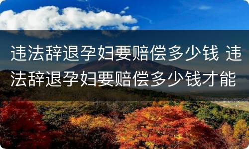 违法辞退孕妇要赔偿多少钱 违法辞退孕妇要赔偿多少钱才能起诉