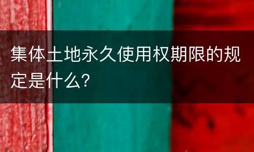 集体土地永久使用权期限的规定是什么？