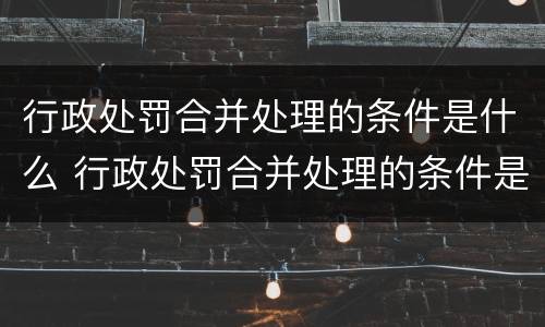 行政处罚合并处理的条件是什么 行政处罚合并处理的条件是什么呢