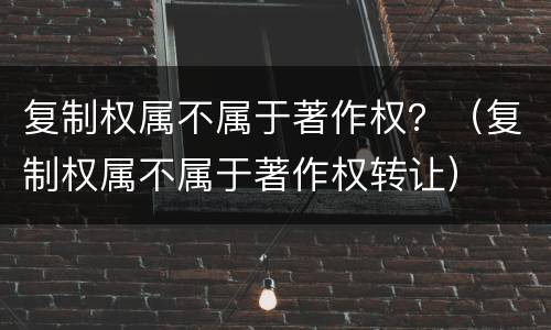 复制权属不属于著作权？（复制权属不属于著作权转让）