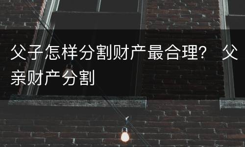 父子怎样分割财产最合理？ 父亲财产分割